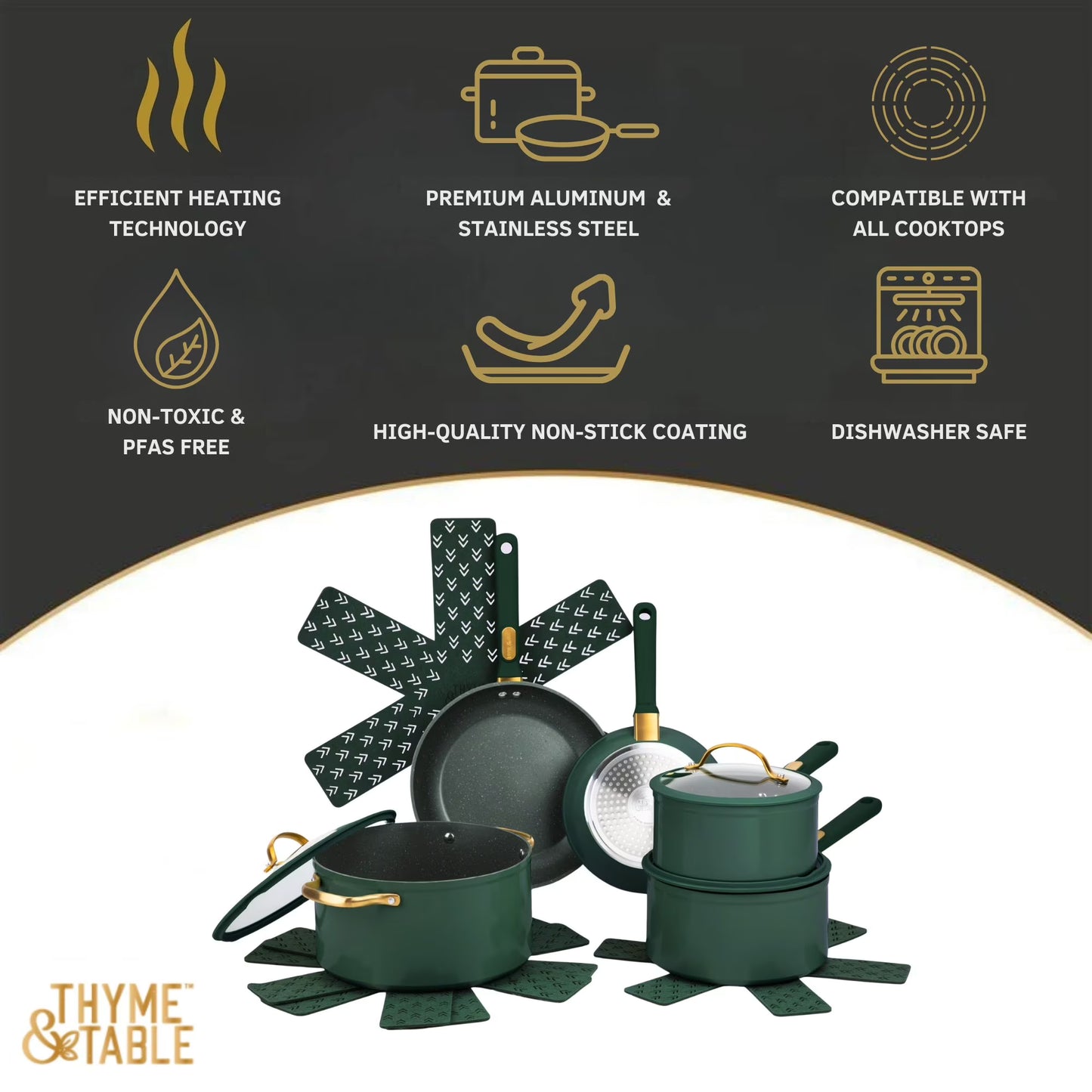 Thyme & Table 12-Piece Ceramic Non-Stick Granite Collection